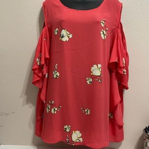 Plus size cold shoulder dressy blouse